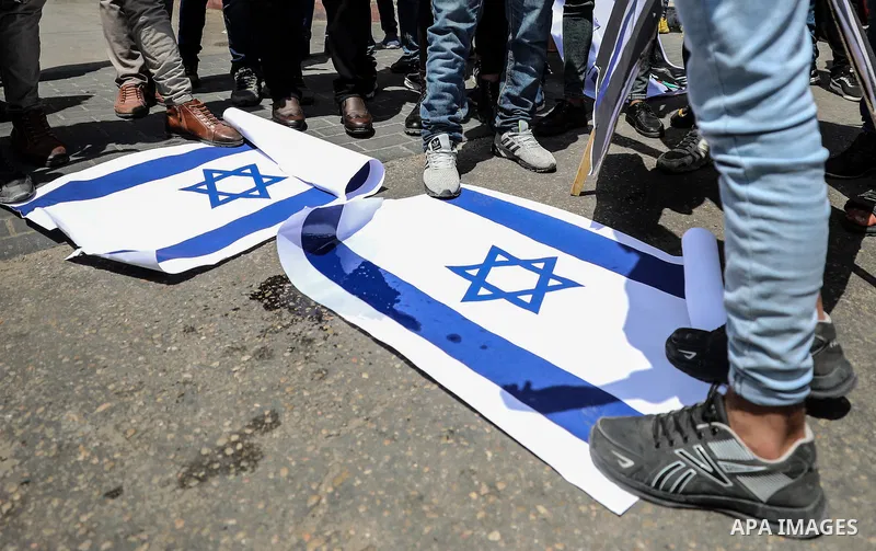 Palestinian protesters take part in a protest against Israel's plans to annex parts of the occupied West Bank, in Gaza city, on June 30, 2020. Israel aims to begin a process of annexing West Bank settlements and the Jord...