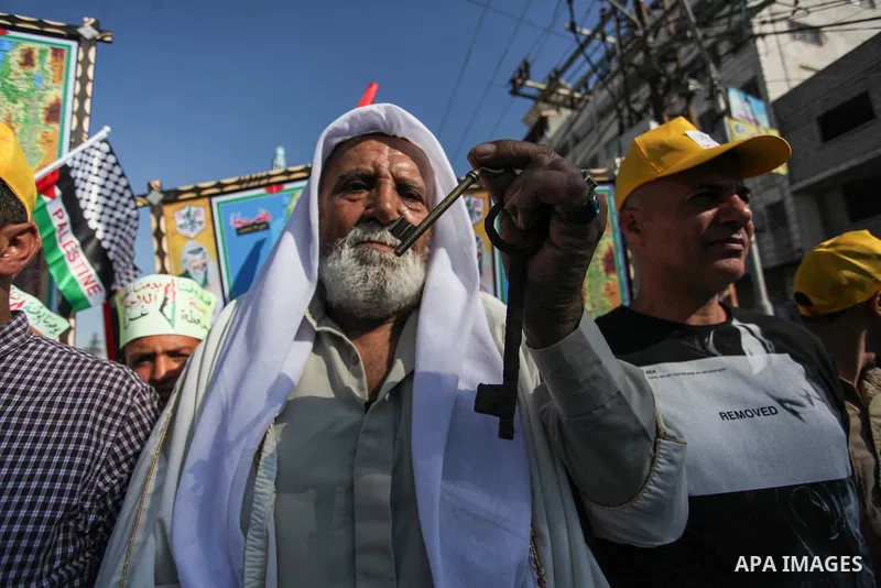 Palestinian supporters of the Fatah movement take part in a demonstration against Israel's West Bank annexation plans, in Gaza City on July 1, 2020. Israel's Prime Minister Benjamin Netanyahu, emboldened by the US Mideas...