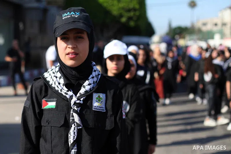 Palestinian supporters of the Fatah movement take part in a demonstration against Israel's West Bank annexation plans, in Gaza City on July 1, 2020. Israel's Prime Minister Benjamin Netanyahu, emboldened by the US Mideas...