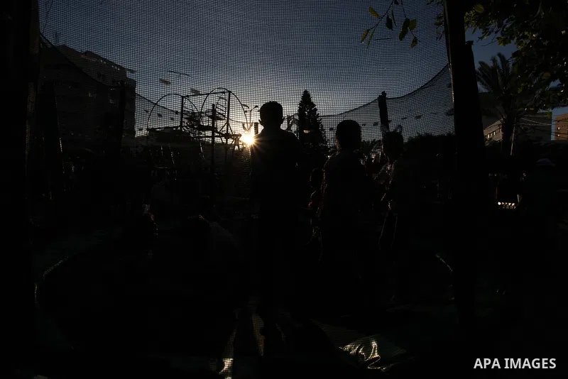 Palestinian children celebrate during the Eid al-Adha holiday or feast of the sacrifice, in Gaza city on August 2, 2020. Muslims are celebrating Eid al-Adha (the feast of sacrifice), the second of two Islamic holidays ce...