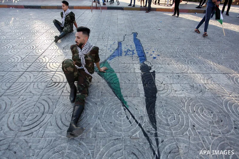 Members of Palestinian dance Dabka band perform during protest against the United Arab Emirates' deal with Israel to normalise relations, in Gaza city, on August 20, 2020. Photo by Mahmoud Ajjour