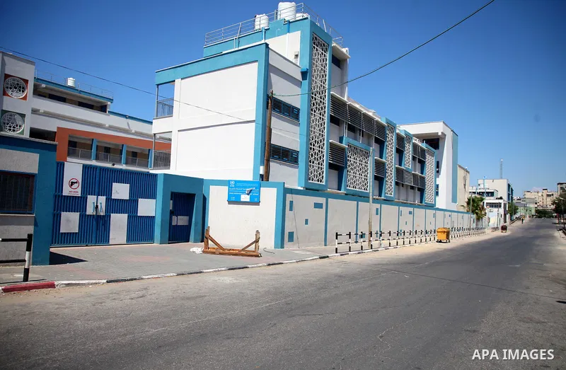 The close of the UNRWA school against the spread of the coronavirus Covid-19, walk during lockdown in Gaza City on August 27, 2020 amid increasing cases of infection in the Palestinian enclave. The new cases, outside Gaz...