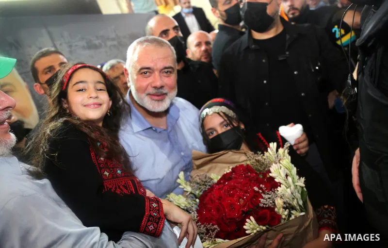 A picture taken on September 6, 2020. Hamas' political bureau chief Ismail Haniya visits the Ain al-Hilweh refugee camp, south Lebanon. Photo by Media office
