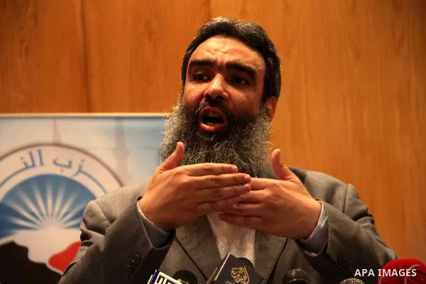 Egyptian Salafi members of al-Nour party attend a press conference to announce the participation of the next parliamentary election to the People's Assembly, in Cairo on February 25, 2013. Photo by Tarek al-Gabas