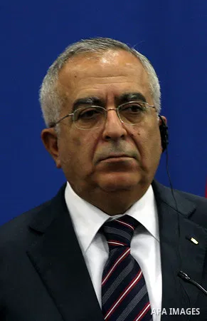 Palestinian Prime Minister, Salam Fayyad during a press conference in the West Bank city of Ramallah on June 2, 2011. as France's Foreign Minister, Alain Juppe announce France is ready to host a Middle East peace confere...