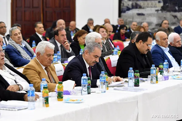 Palestinian President Mahmoud Abbas chairs the revolutionary council meeting of Fatah movement at the Palestinian Presidential Office in the West Bank city of Ramallah, on December 18, 2019. Photo by Thaer Ganaim