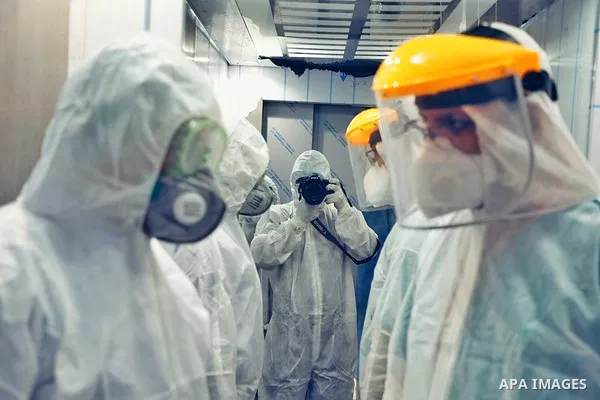 Iraqi Doctors wearing protective gear in Ibn al-Khatib Hospital, where COVID-19 coronavirus patients are treated, in Baghdad, Iraq, on April 2, 2020. Photo by Hassani Al-Asadi