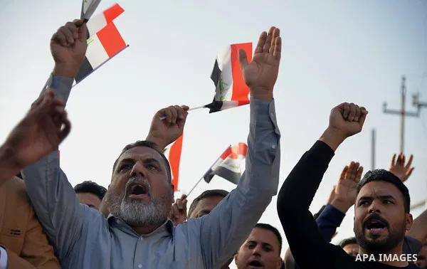 Iraqi protesters take part in an anti-government demonstration in Iraq's southern city of Nasiriyah in Dhi Qar province, on February 28, 2020. Photo by Wadaa al-Aumry