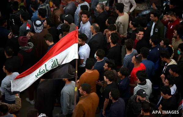 Iraqi protesters take part in an anti-government demonstration in Iraq's southern city of Nasiriyah in Dhi Qar province, on February 28, 2020. Photo by Wadaa al-Aumry