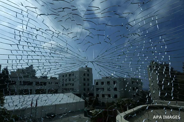 A views shows damaged Lebanese houses in the aftermath of a massive explosion in Beirut, Lebanon on August 13, 2020. Photo by Marwan Tahtah