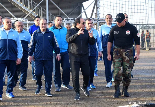 Egyptian President Abdel Fattah al-Sisi visits the Police Academy in Cairo, Egypt, on February 23, 2018. Photo by Egyptian President Office