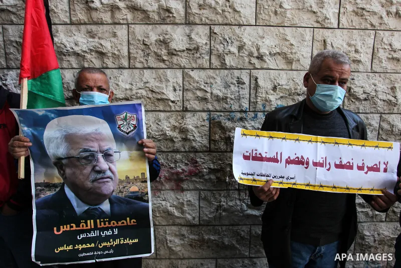 Freed Palestinian prisoners, take part in a protest to demand their rights and salaries, in Gaza city, January 11, 2021. The worst year for prisoners in Israeli jails where some 4,400 Palestinians are currently incarcera...