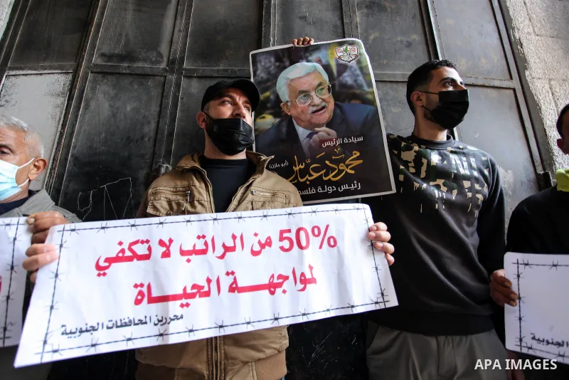 Freed Palestinian prisoners, take part in a protest to demand their rights and salaries, in Gaza city, January 11, 2021. The worst year for prisoners in Israeli jails where some 4,400 Palestinians are currently incarcera...