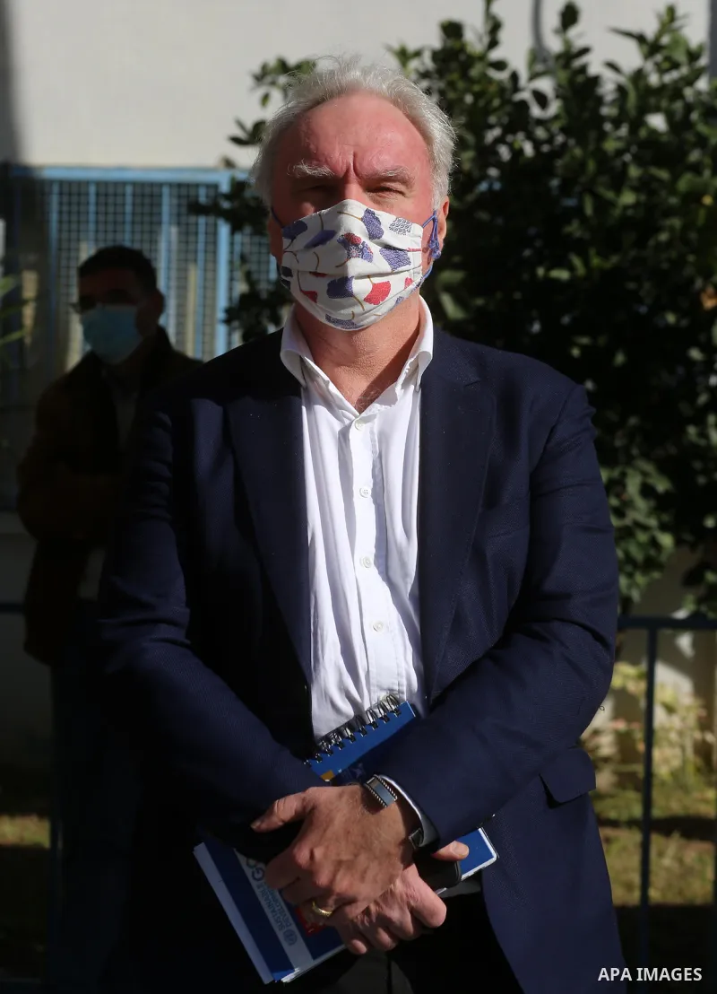 Matthias Schmale, Director of United Nations Relief and Works Agency (UNRWA) Operations in Gaza attends a press conference, in Gaza city on January 14, 2021. Palestinian refugees in the Gaza Strip have slammed United Nat...