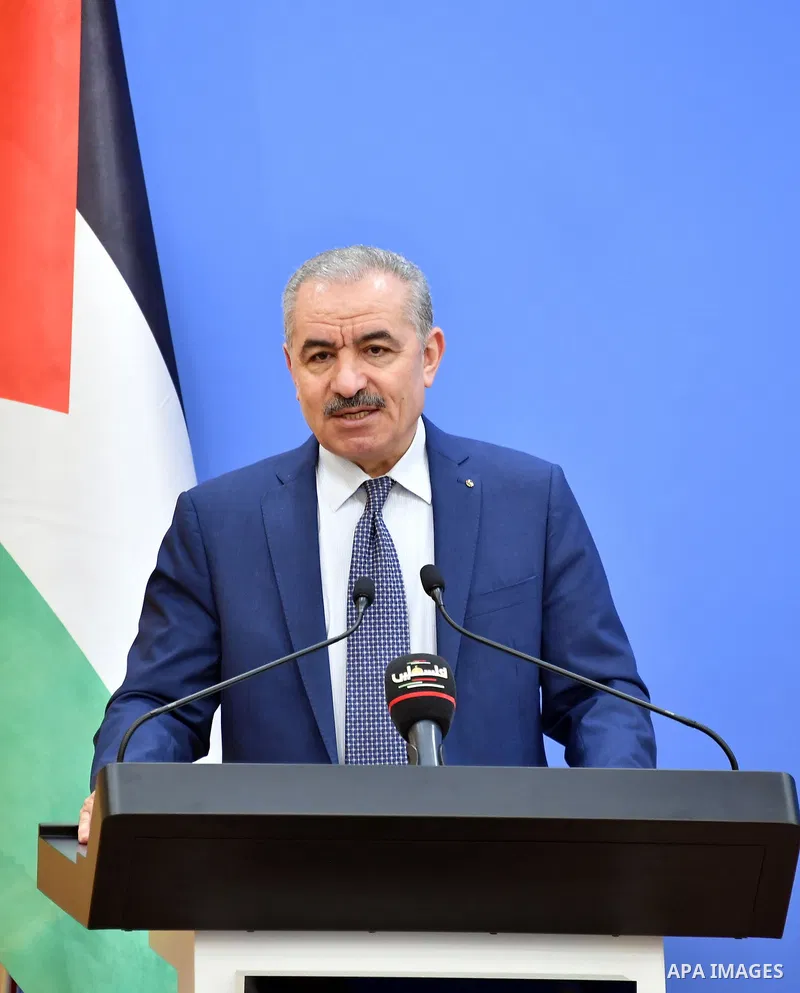 Palestinian Prime Minister Mohammad Ishtayeh, chairs the weekly meeting of his government, in the West Bank city of Ramallah, on January 18, 2021. Photo by Prime Minister Office