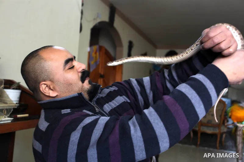 Palestinian Rasheed Anbar, 35, keeps animals and birds and uses dead animals for embalming at his home in Gaza city on January 26, 2021. Anbar embalming dead animals and displays it in schools and kindergartens for educa...