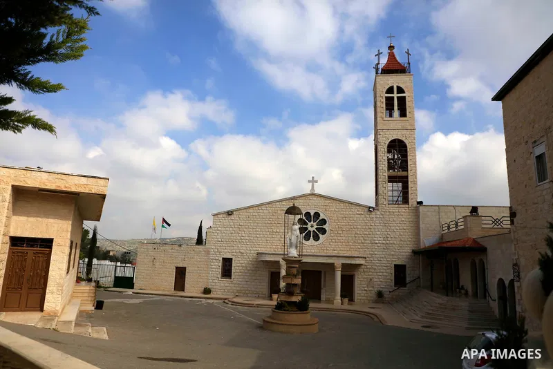 A general view show the Church closed, amid the coronavirus lockdown in the town of Zababdeh, south of Jenin, in the West Bank on February 28, 2021. Prime Minister Mohammad Shtayyeh announced a new set of restrictions in...