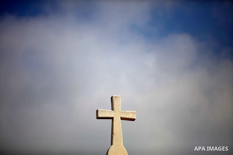A general view show the Church closed, amid the coronavirus lockdown in the town of Zababdeh, south of Jenin, in the West Bank on February 28, 2021. Prime Minister Mohammad Shtayyeh announced a new set of restrictions in...