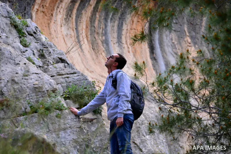 Team Rahal Palestine climb slopes on Wadi al-Qaf west of Hebron, on March 5, 2021. Wadi al-Qaf is a protected area of 4,600 dunums of the state’s land. The cultivated area is about 2,800 dunums, according to the estimate...