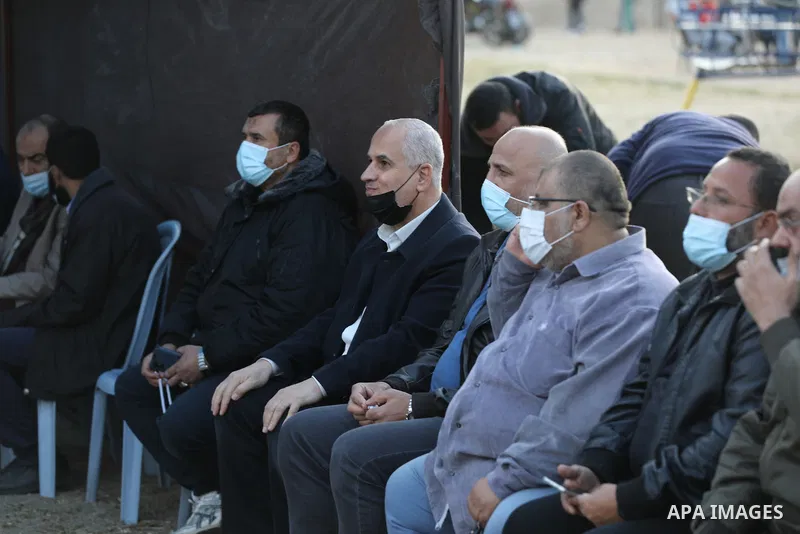 Palestinians attend the consolation of the liberated prisoner Omar Barghouti, who died of the coronavirus (COVID-19) pandemic, in Gaza city, on March 25, 2021. The United States will send $15 million to the Palestinians...