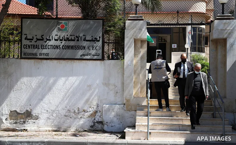 Palestinians begin registering party lists for election, at the Central Elections Commission's office in Gaza City March 29, 2021. The 2021 Palestinian elections will consist of elections for the Palestinian Legislative...