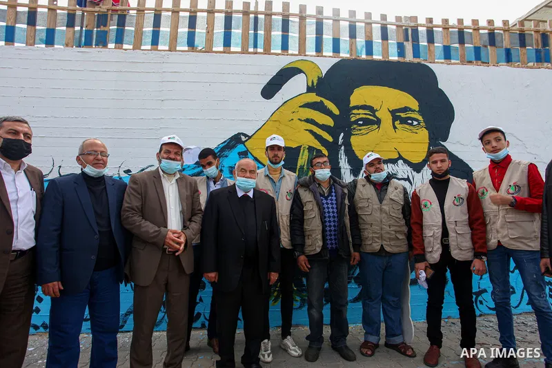 Palestinians take part in an event on March 30 the Land Day's annual demonstrations, in Gaza City on March 30, 2021. Palestinians every year mark Land Day on March 30 commemorating the six Palestinians shot and killed by...
