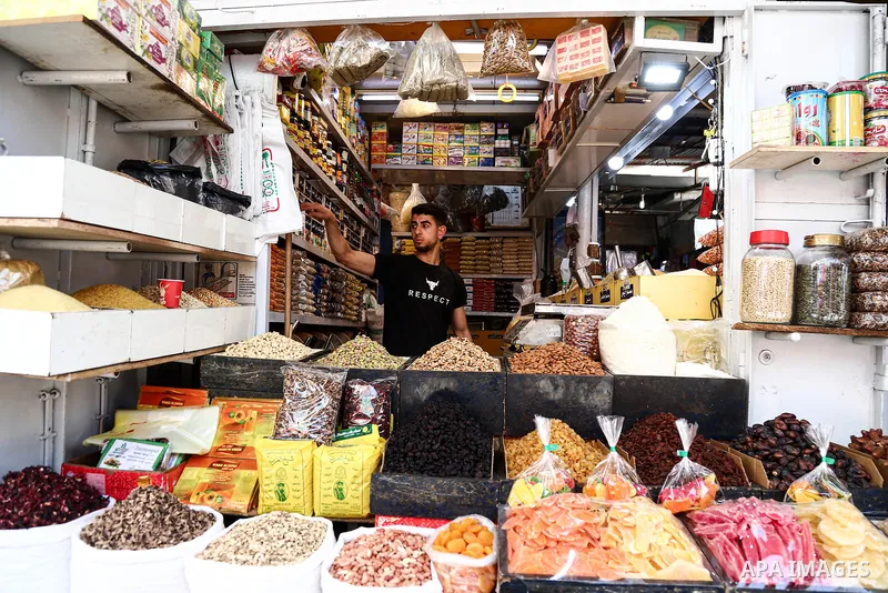 Palestinians shop at al-Zawya market ahead the Muslims holy month of Ramadan, amid the coronavirus disease (COVID-19), in Gaza city on on April 7, 2021. Al-Zawya market is one of the oldest markets in Gaza strip. Palesti...