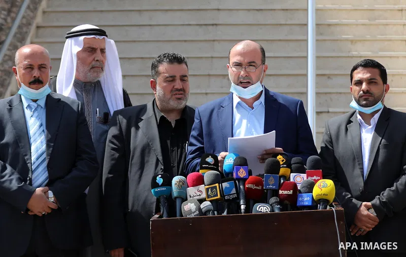 Palestinian Candidates from independent electoral lists attend a press conference in Gaza City on April 29, 2021. Palestinians are preparing for their first general election in a decade and a half. The first Palestinian...