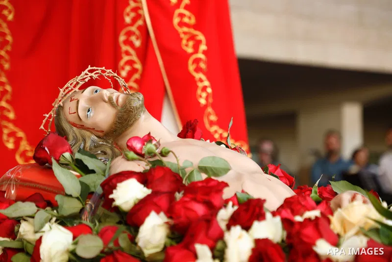 Palestinian Christians attend the "Good Friday" celebrations in the West Bank city of Jenin on April 30, 2021. Christian denominations around the world celebrate "Good Friday" as the remembrance of the day on which the P...