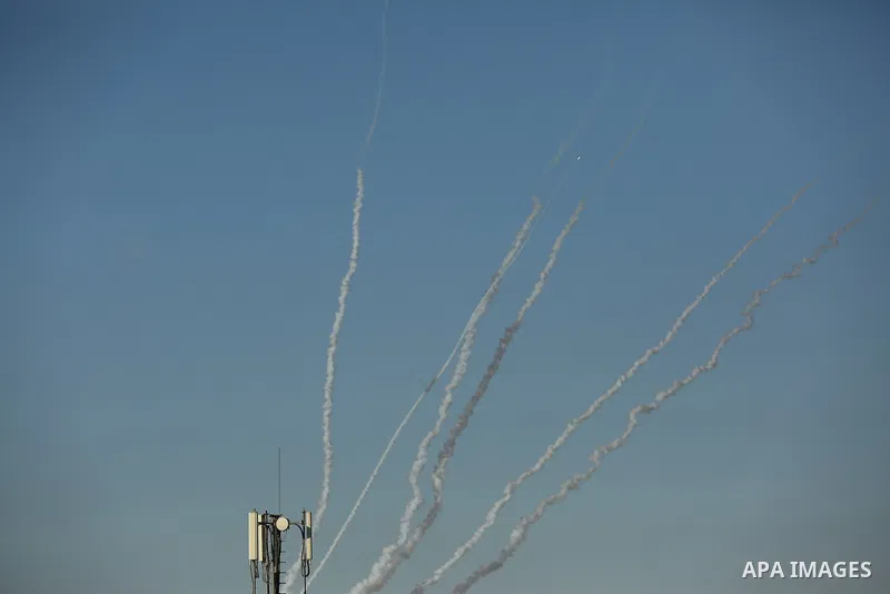 Rockets are fired from Gaza City, towards Israel, on May 13, 2021. The deadly exchange of fire between Palestinian militants in the Gaza Strip and the Israeli military has escalated significantly, with the UN fearing a "...