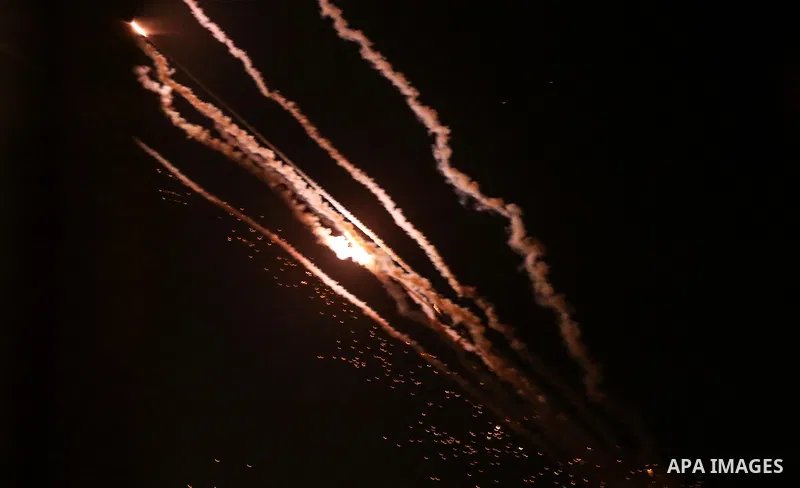 Rockets are launched from Gaza City, towards Israel on May 17, 2021. At least 197 people in the besieged Palestinian enclave were killed, including 58 children and 34 women. Photo by Bashar Taleb