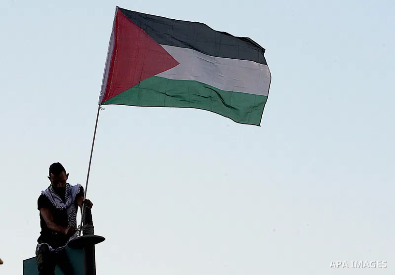 Lebanese wave Palestine flags during a rally in support of Palestinian, in Beirut, Lebanon, 18 May 2021. Heavy air strikes and rocket fire in the Israel-Gaza conflict claimed more lives on both sides as tensions flared i...