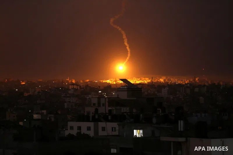 Rockets are launched from Gaza City, towards Israel early on May 19, 2021. Photo by Bashar Taleb