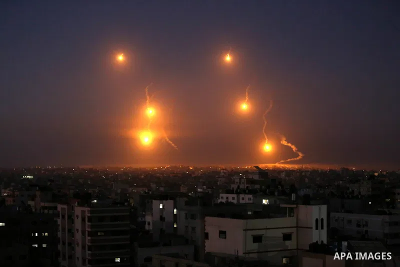 Rockets are launched from Gaza City, towards Israel early on May 19, 2021. Photo by Bashar Taleb