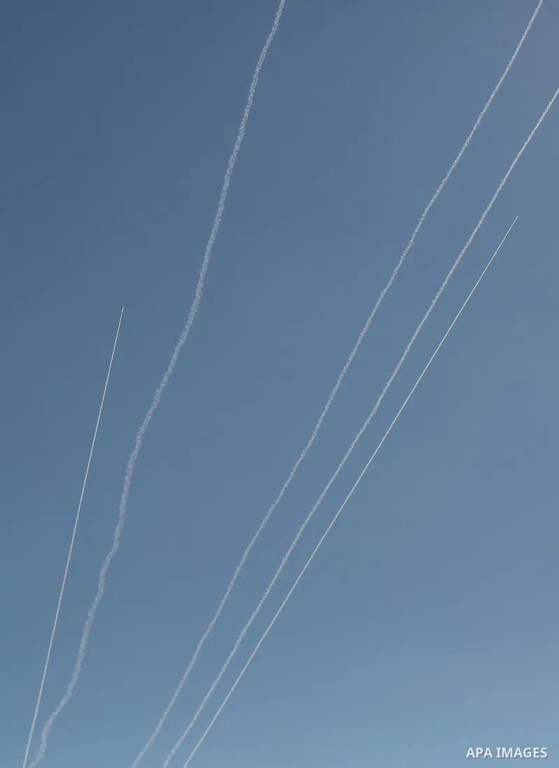 Rockets are launched from Gaza City, towards Israel on May 19, 2021. Deafening air strikes and rocket fire once more shook Gaza overnight and early Wednesday amid an international diplomatic push to broker a ceasefire af...
