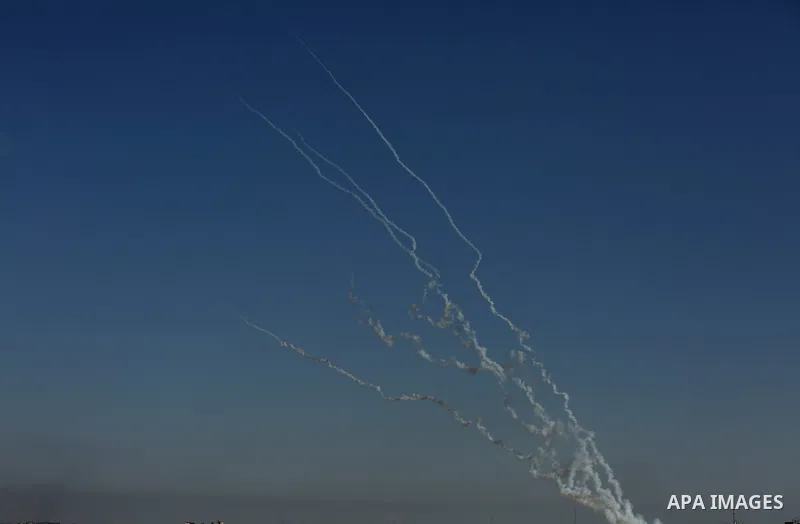 Rockets are launched from Gaza City, towards Israel on May 19, 2021. Deafening air strikes and rocket fire once more shook Gaza overnight and early Wednesday amid an international diplomatic push to broker a ceasefire af...