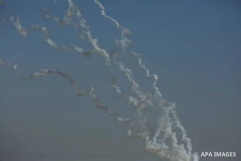 Rockets are launched from Gaza City, towards Israel on May 19, 2021. Deafening air strikes and rocket fire once more shook Gaza overnight and early Wednesday amid an international diplomatic push to broker a ceasefire af...