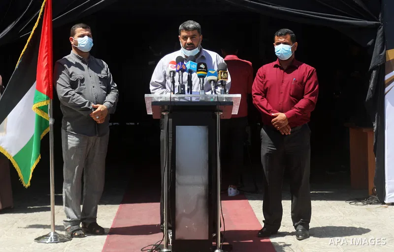 Palestinian of the Environmental Quality Authority spokesman, Bahaa El-Din El-Agha speaks during a press conference in the northern Gaza Strip, on June 3, 2021. The World Health Organization (WHO) warned of "staggering h...