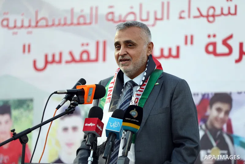 Palestinians attend a honor ceremony for athletes who killed by Israeli airstrikes during the latest Israeli military escalation last month, in Gaza city on June 8, 2021. Israeli air strikes and artillery fire on Gaza ki...
