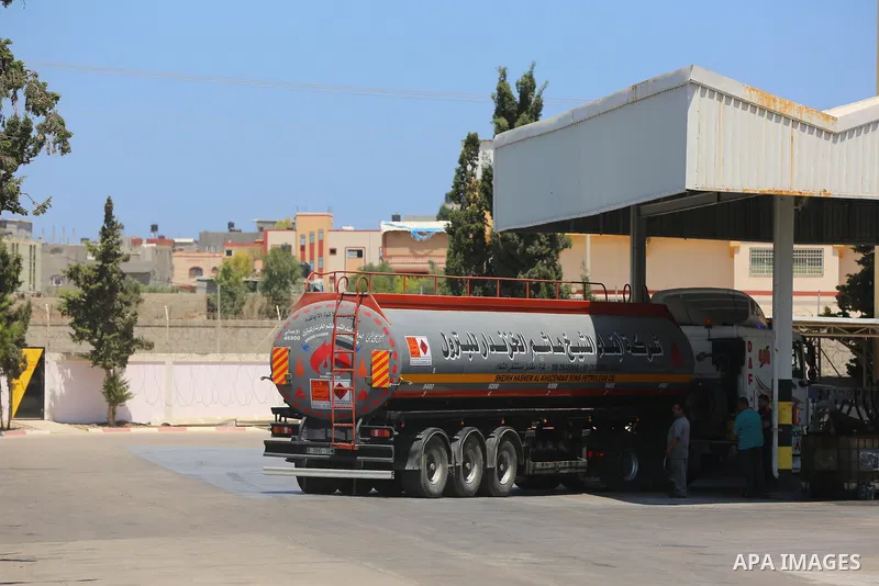 A fuel tanker arrives at the Gaza power plant, in the central Gaza Strip June 28, 2021. Israel allowed fuel tankers funded by Qatar to enter the Gaza Strip via the Kerem Shalom crossing, Monday, June 28. This is the firs...
