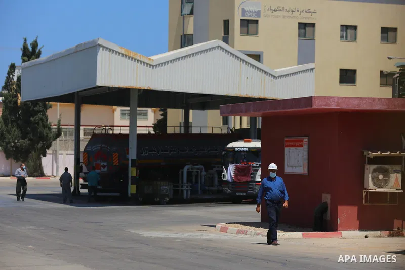 A fuel tanker arrives at the Gaza power plant, in the central Gaza Strip June 28, 2021. Israel allowed fuel tankers funded by Qatar to enter the Gaza Strip via the Kerem Shalom crossing, Monday, June 28. This is the firs...