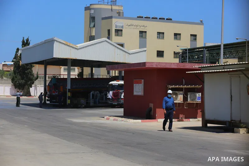 A fuel tanker arrives at the Gaza power plant, in the central Gaza Strip June 28, 2021. Israel allowed fuel tankers funded by Qatar to enter the Gaza Strip via the Kerem Shalom crossing, Monday, June 28. This is the firs...