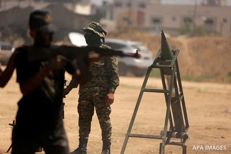 Young Palestinians attend a military summer camp organised by the Islamic Jihad Movement, in Gaza City, June 28, 2021. Photo by Dawoud Abu alkas