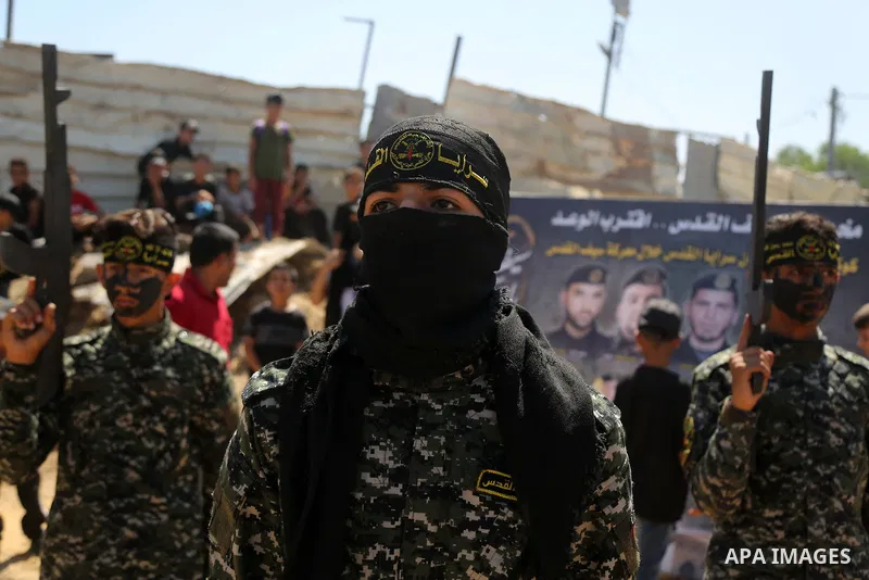 Young Palestinians take part in a graduation ceremony at a military summer camp organised by the Islamic Jihad Movement, in Gaza City June 30, 2021. Photo by Dawoud Abu alkas