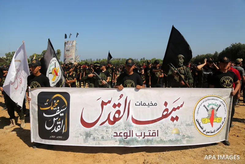 Young Palestinians take part in a graduation ceremony at a military summer camp organised by the Islamic Jihad Movement, in Gaza City June 30, 2021. Photo by Dawoud Abu alkas