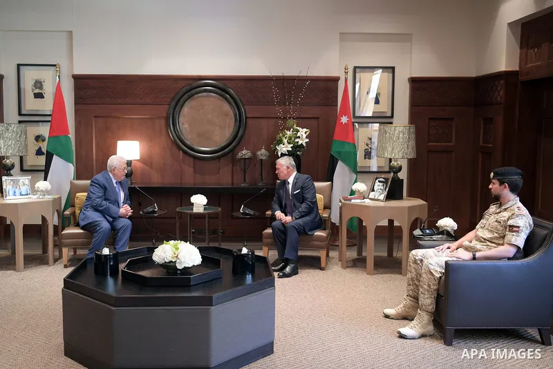 Palestinian President, Mahmoud Abbas meets with Jordanian King Abdullah II, in Amman, Jordan, on June 30, 2021. Photo by Thaer Ganaim