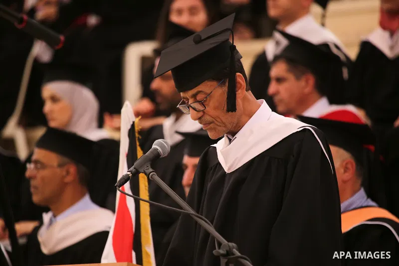 Palestinian students attend their graduation ceremony at Birzeit University in the West Bank city of Ramallah, on June 30, 2021. Photo by Ibrahim atta