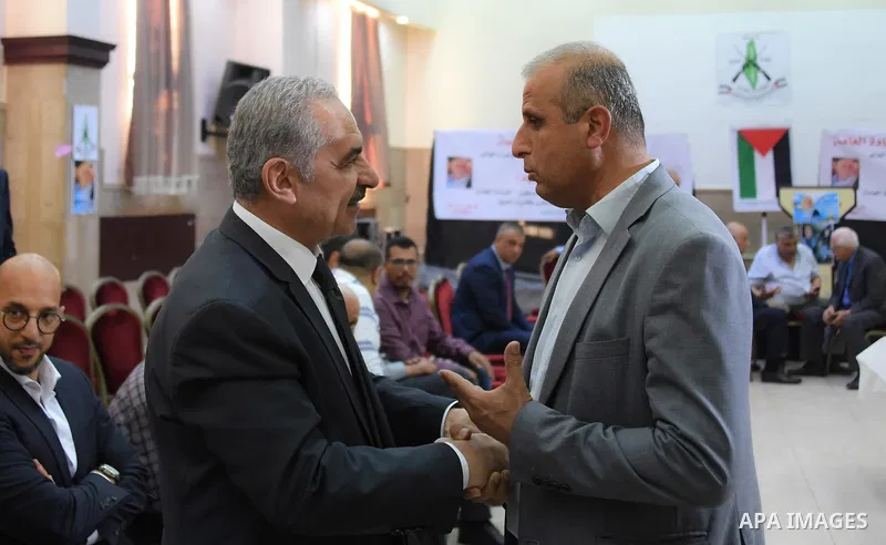 Palestinian Prime Minister Mohammed Ishtayeh offers condolences on the death of Ahmed Jibril, founder of Popular Front for the Liberation of Palestine – General Command organization, in the West Bank city of Ramallah on...