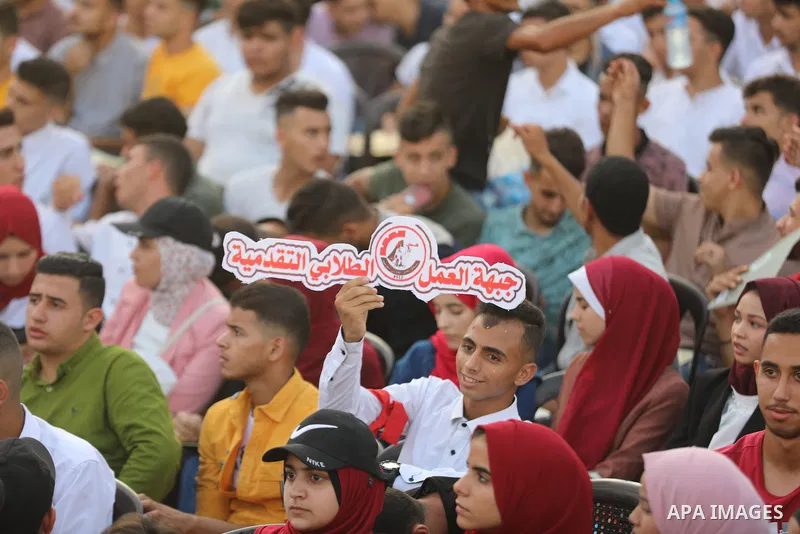 Palestinian supporters of the Popular Front for the Liberation of Palestine (PFLP) take part in a rally marking the The 20th anniversary of the killing of Abu Ali Mustafa, leader of (PFLP), in Gaza city on August 14, 202...