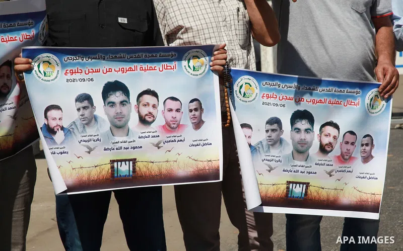 Palestinians take part in a protest to show solidarity with prisoner Israa Al-Jaabis helds in Israeli Jails, in front of the headquarters of the High Commissioner, in Gaza city on September 8, 2021. Israa Jaabis, a 36-ye...